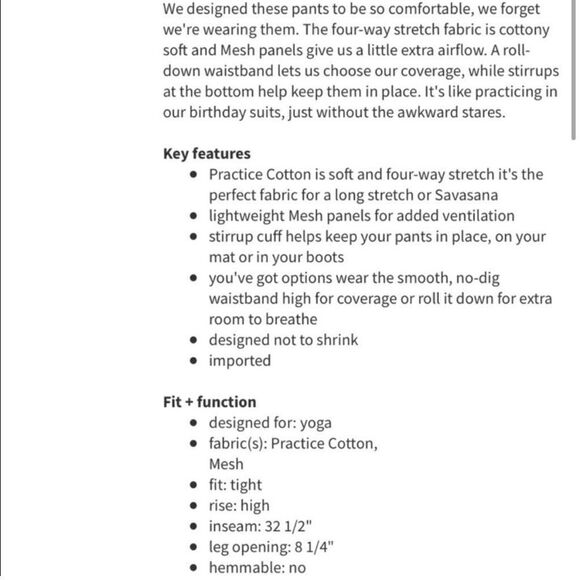 Lululemon Devi Yoga Cotton Stirrup High Rise Waist Leggings Mesh Panels RARE - Picture 16 of 16